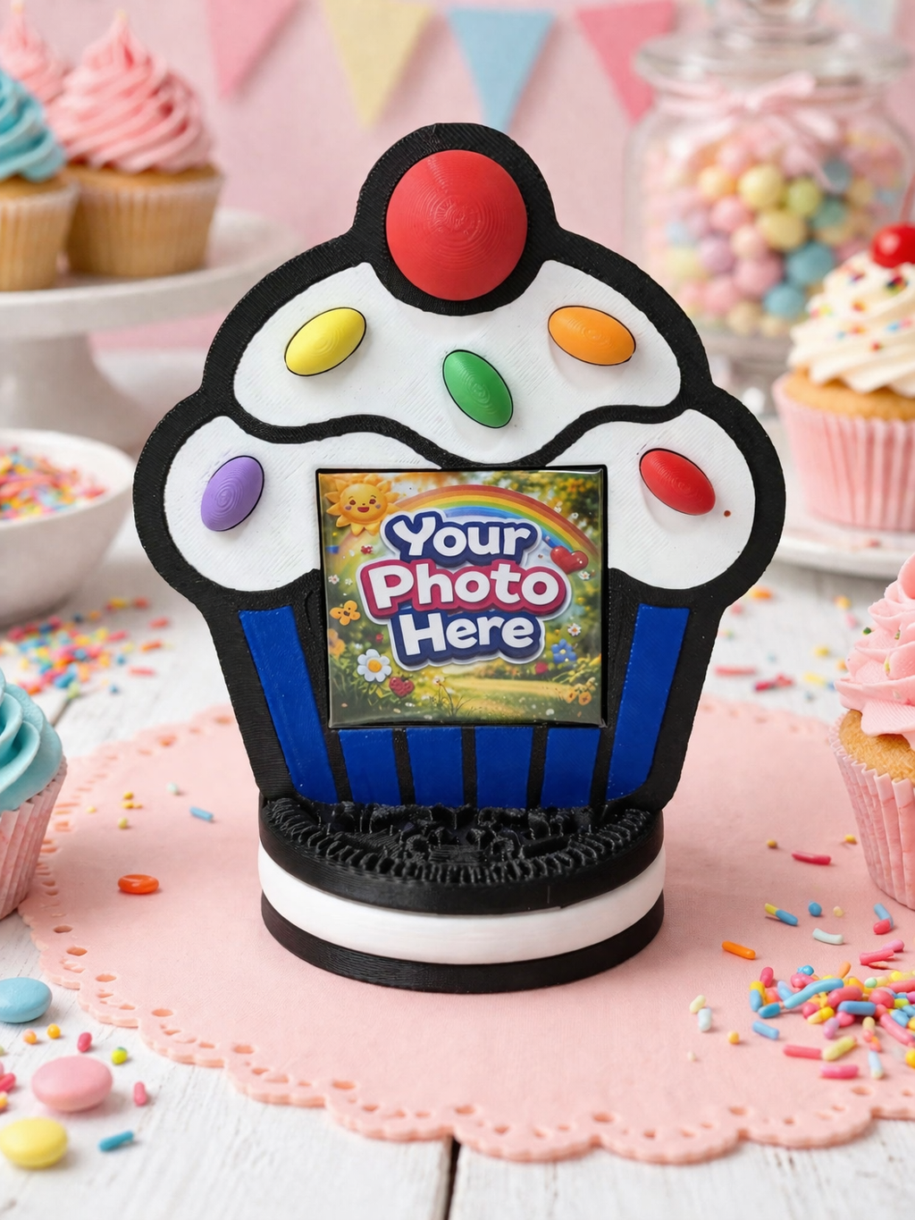 🧁 Personalised Cupcake Photo Magnet Frame – Custom Sweet Treat Keepsake Gift