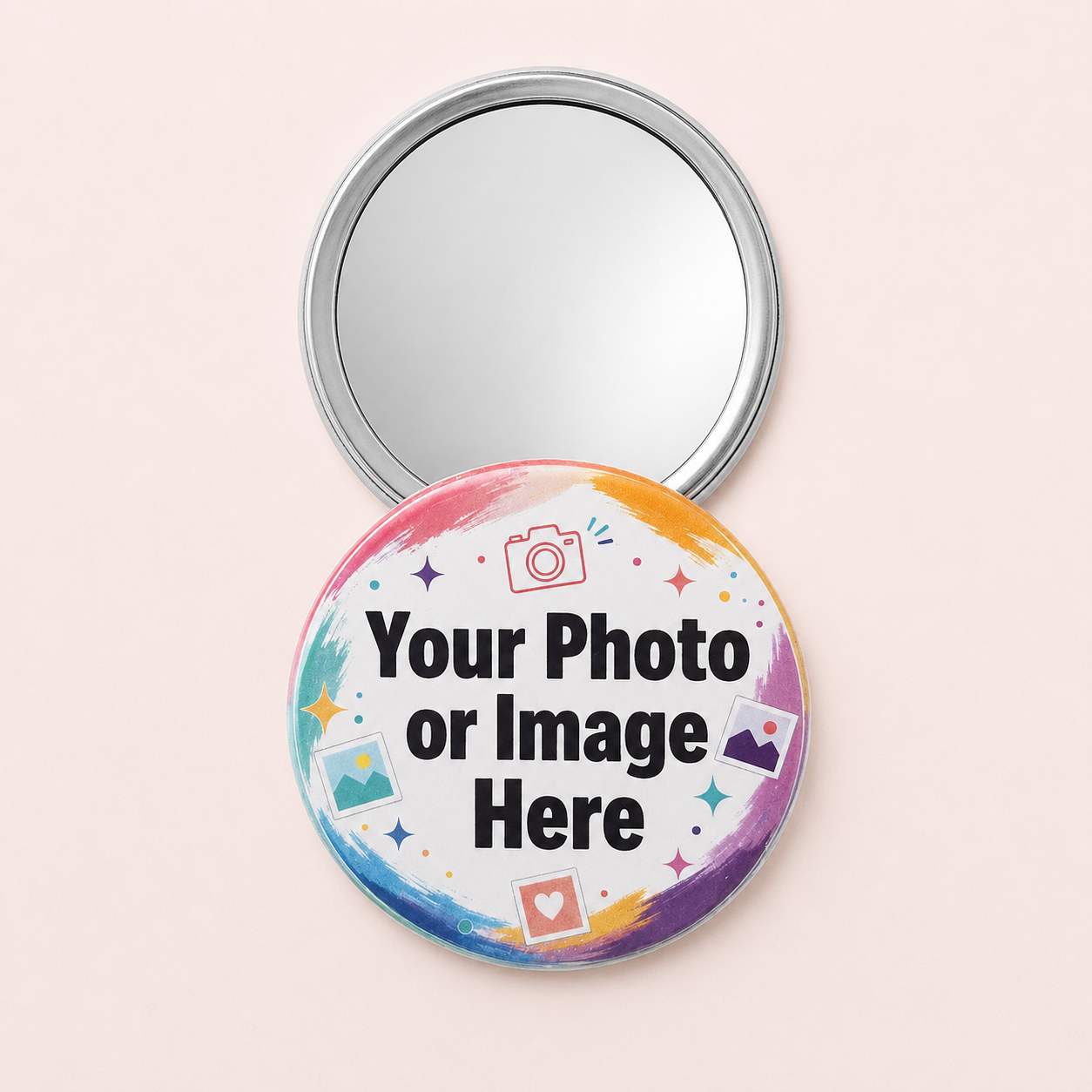 Personalised Round Photo Magnet, Keyring, Badge, Mirror or Bottle Opener.