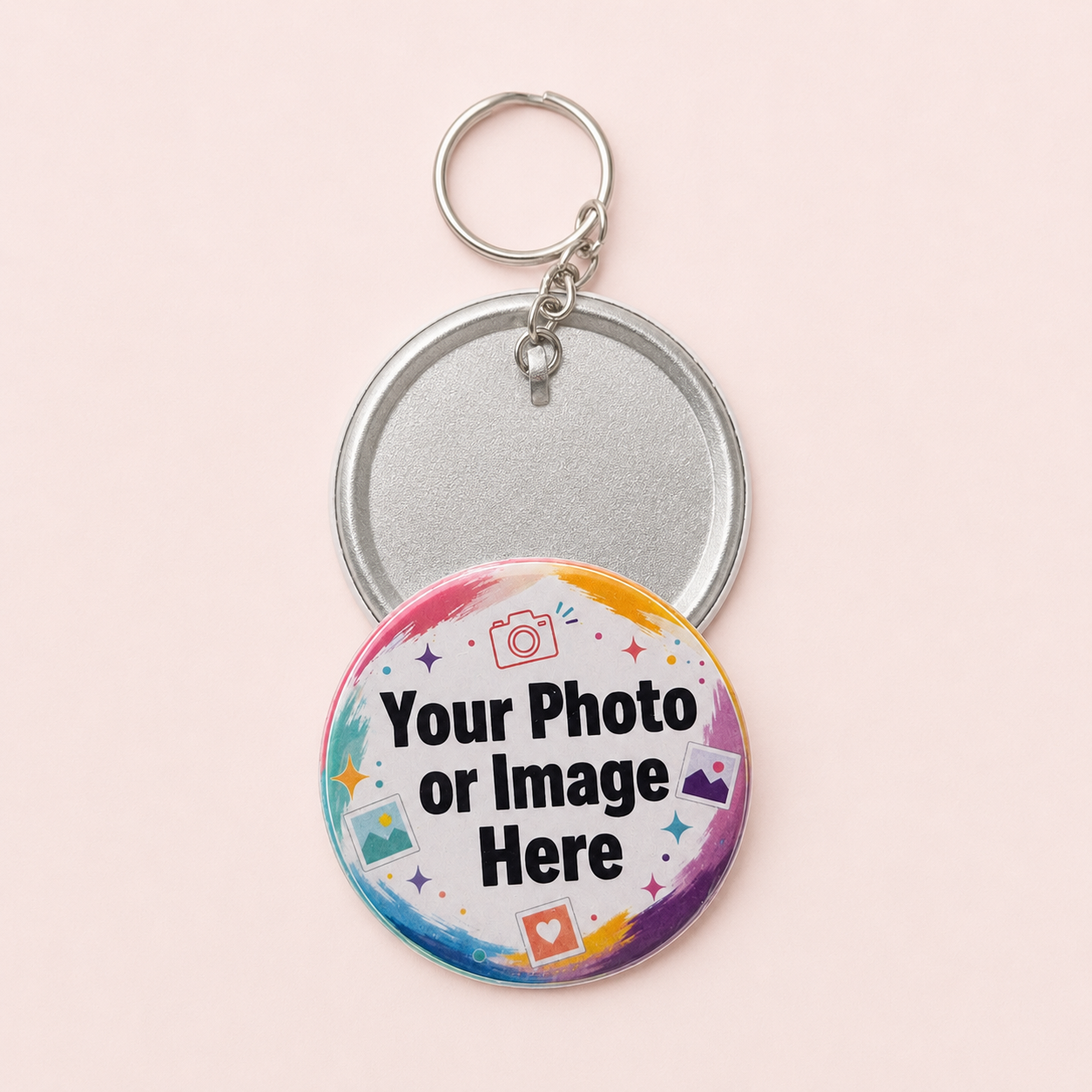 Personalised Round Photo Magnet, Keyring, Badge, Mirror or Bottle Opener.
