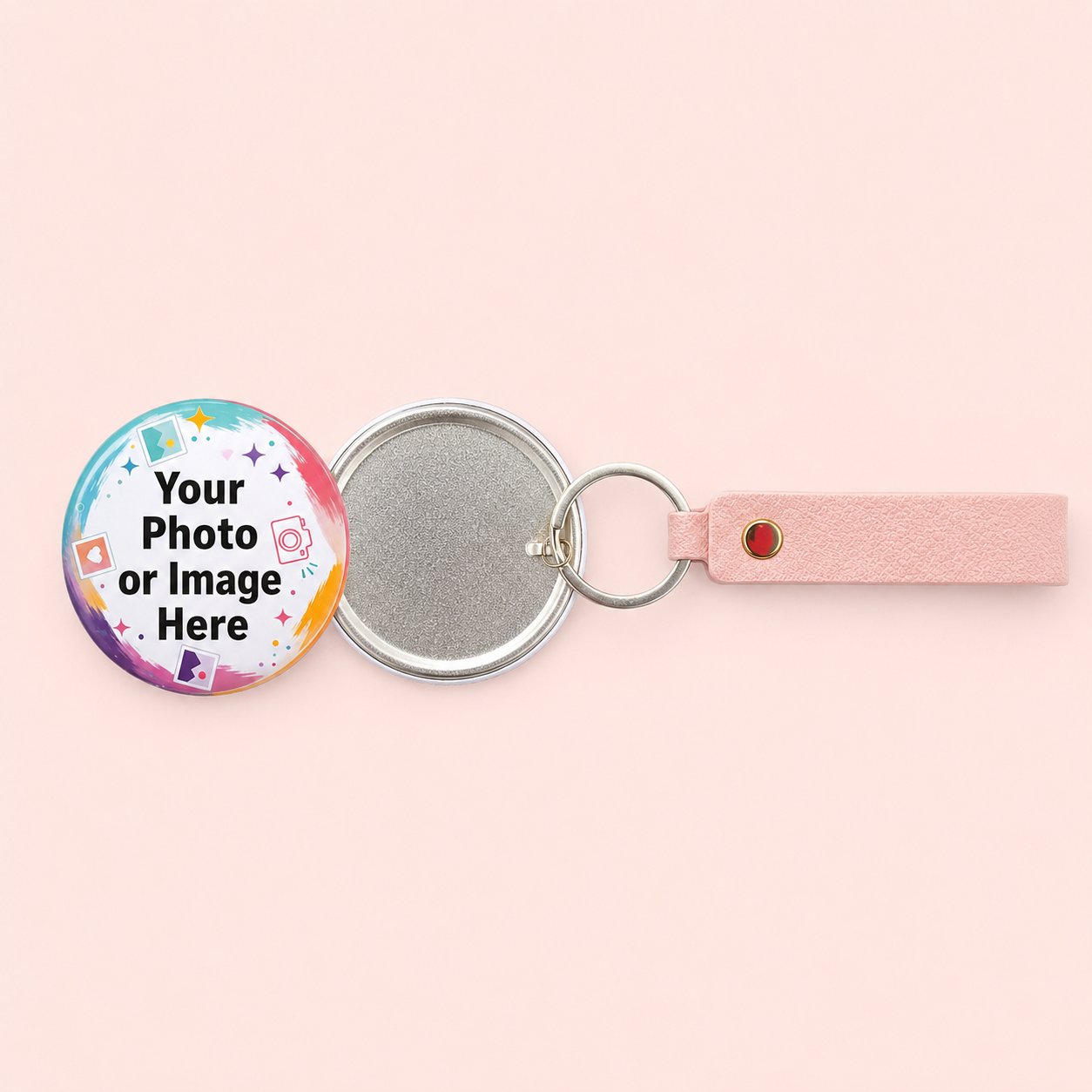 Personalised Round Photo Magnet, Keyring, Badge, Mirror or Bottle Opener.