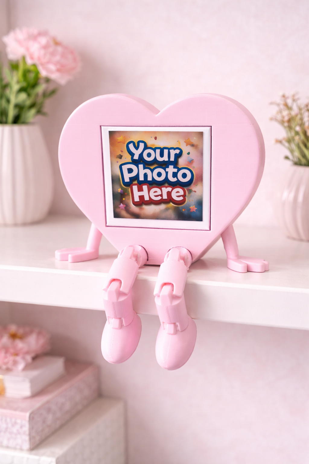 ❤️ Personalised Heart Photo Magnet Frame with Dangly Legs – Custom Photo Gift