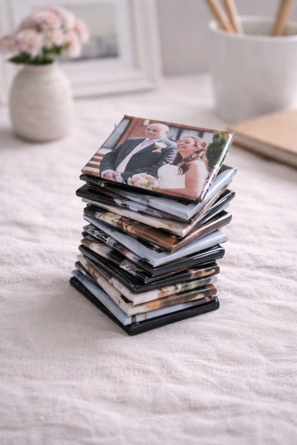 Set of 6 Personalised Photo Magnets – 2" Square Custom Fridge Magnets – Gift Idea for Friends & Family (UK Made)
