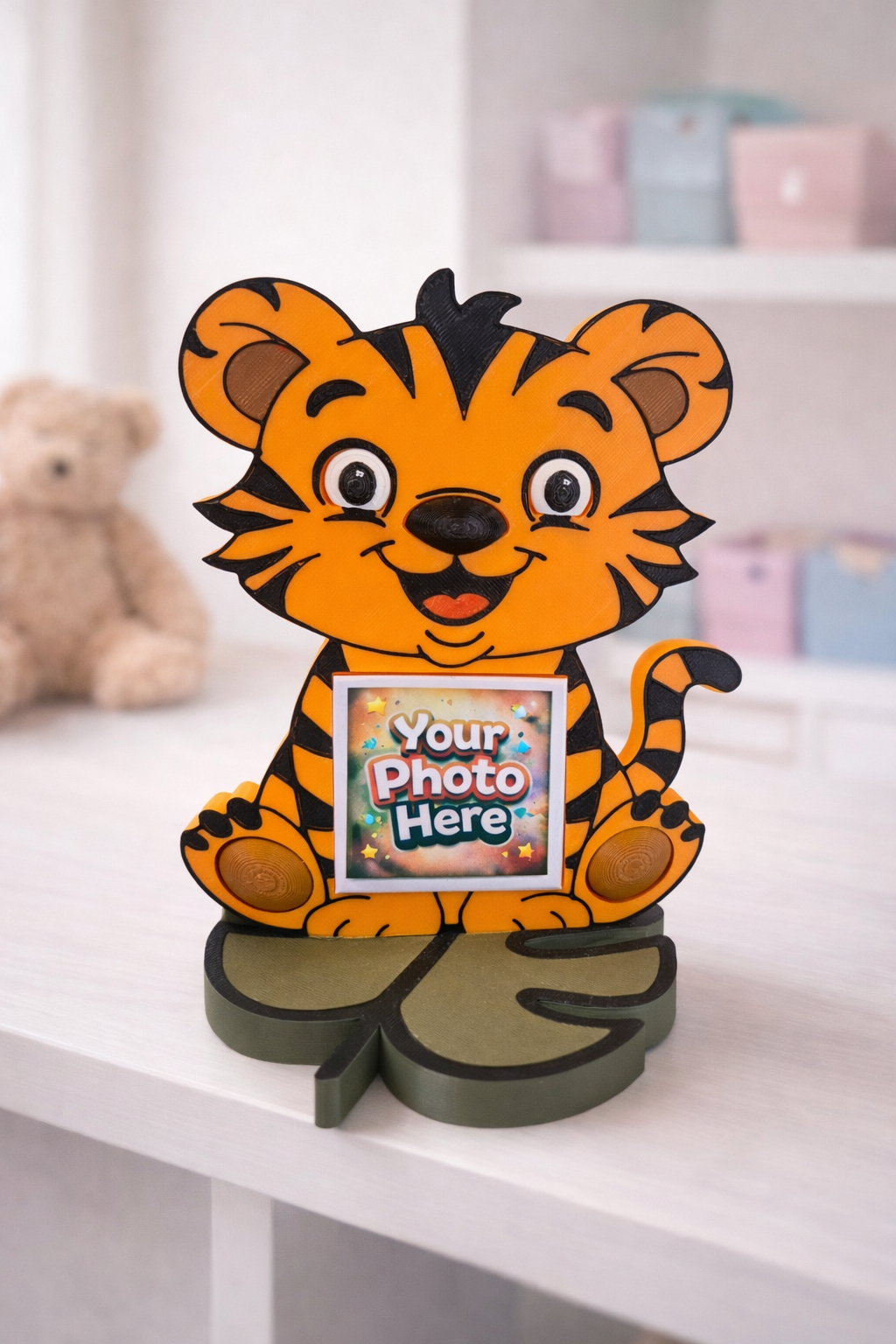 🐯 Personalised Tiger Photo Magnet Frame – Orange Tiger or White Tiger